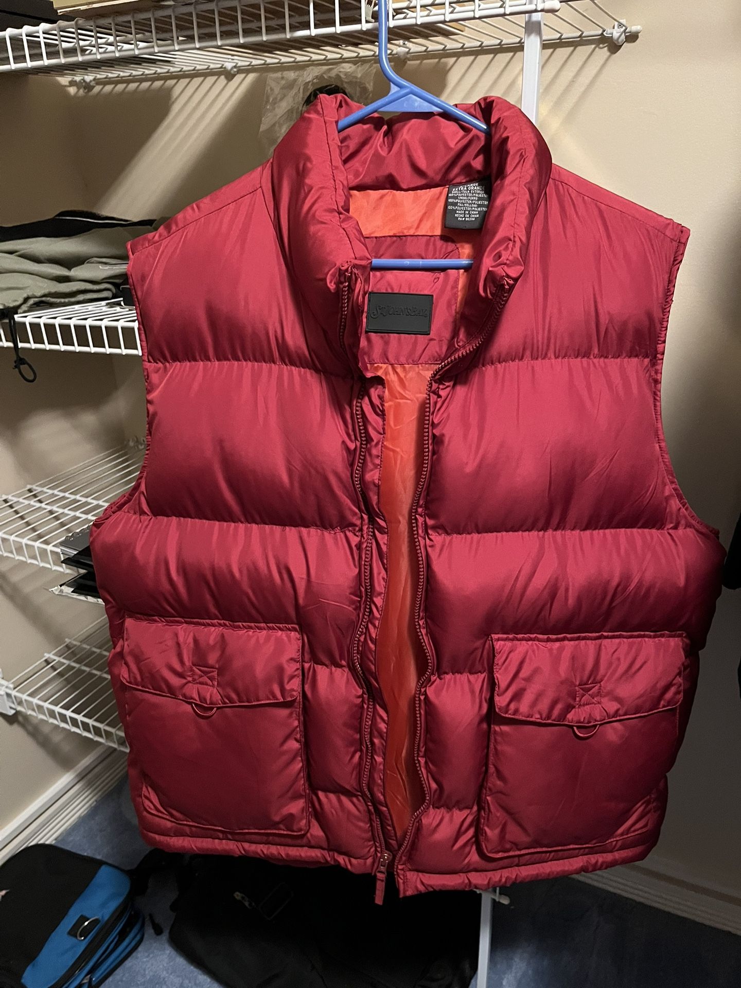 St. John’s Bay Vintage Puffer Vest Men’s Size Xl Red Sleeveless Full Zip Pockets