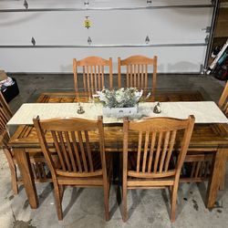 Beautiful Solid Wood Dining Table And Six Chairs