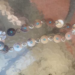 Contra Style Belt With Turquoise Colored Stones