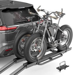 EYOUHZ 200 Ib capacity, 2 electric bike racks with ramp, lockable and foldable ramp bike rack, fits bikes up to 5 inches, electric bike platform for B