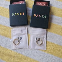(2)  14K Gold Plated Rings with Cubic Zirconia L