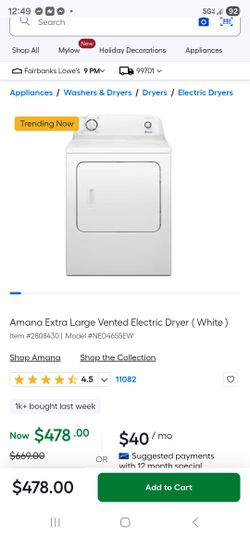 Amana Electric 220v Dryer New Delivery Available 