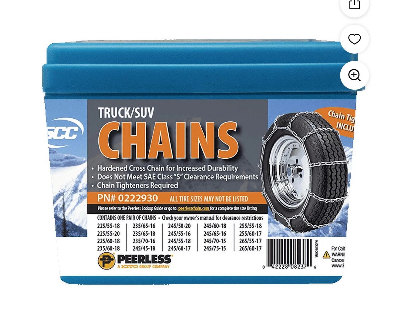 Peerless Chain Truck Tire Chains with Rubber Tighteners, #0222930