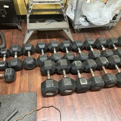 Rubber Hex Dumbells Used