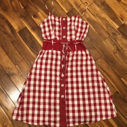 Women’s Red & White Gingham Dress Size Small