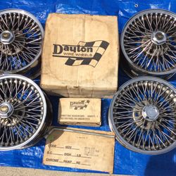   I have this set of 15” Dayton True Spoke Wheels (80 spokes/wheel) from my 89 Caddy, Good Condition you can sell. Worth $1000 - $1200