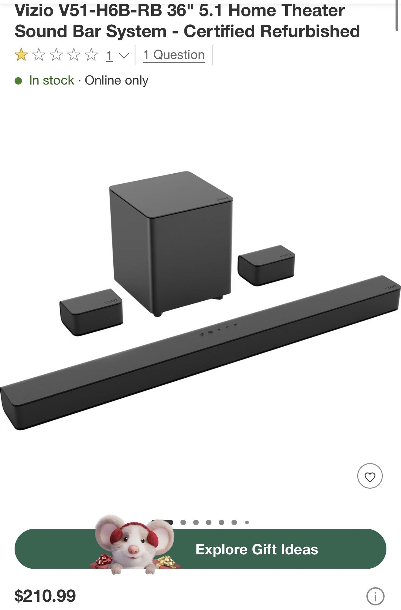 Vizio Home Theater Sound Bar Sistem