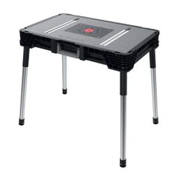 Husky 35in x 22in Portable Jobsite Workbench with Heavy Duty Metal Legs - New