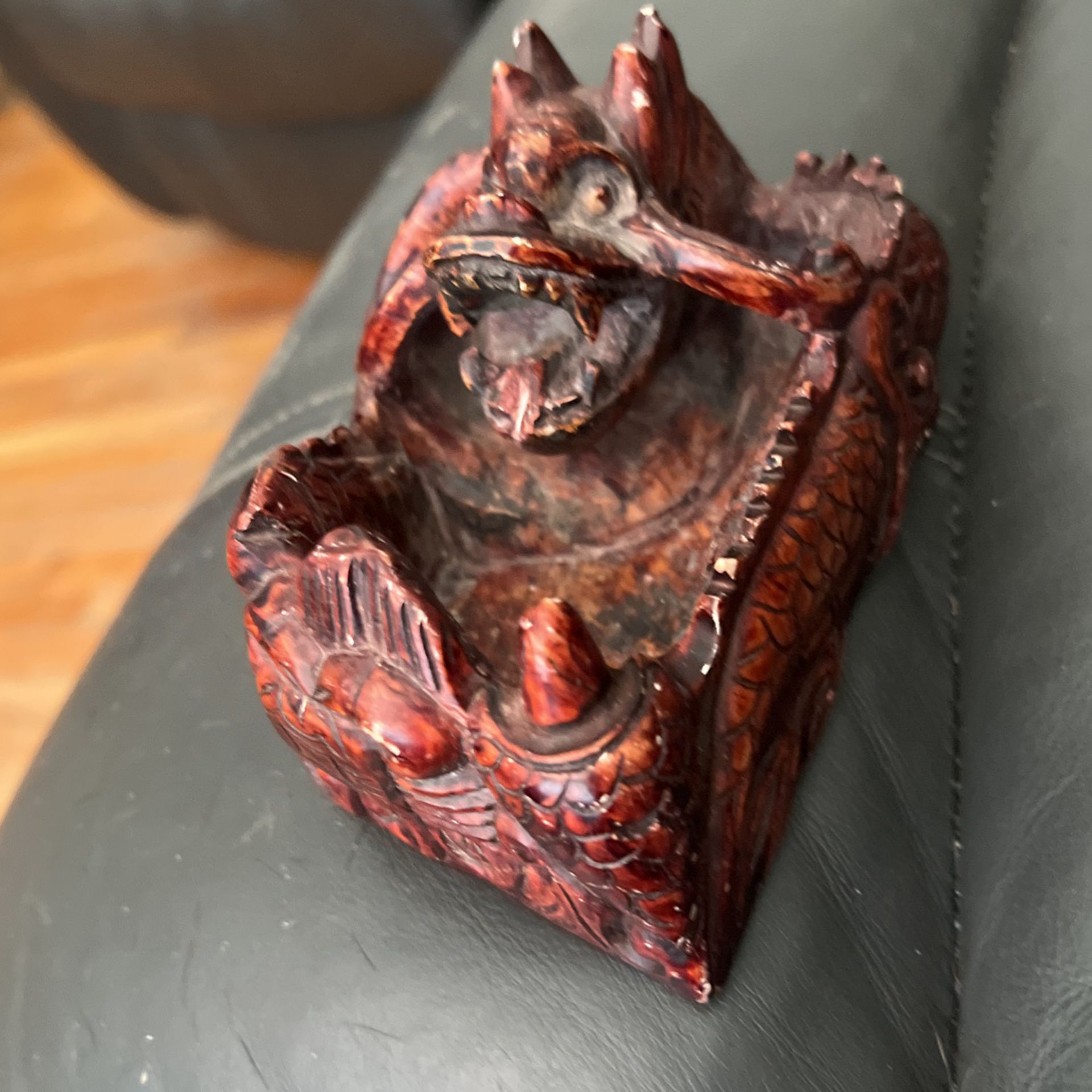 Chinese dragon ash tray carved pottery