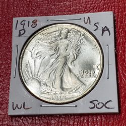 1918-D Walking Liberty 50C Antique Restrike Coin