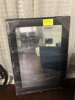 Dark Brown Textured Framed Wall Mirror