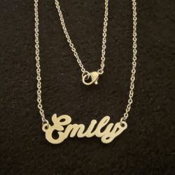 16” SilverTone Necklace With Attached Name ( Emily) Pendant 