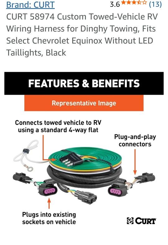 New CURT 58974 TOWING HARNESS FOR EQUINOX