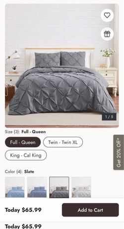 Light Blue Full/Queen Pinch Pleat Duvet Cover Set – 3 Piece – New in Package