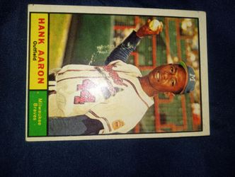Vintage 1961 Topps Baseball card #415 HANK Aaron VG/EX+