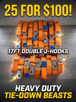 🔥 25 for 100$ Heavy Duty Cargo Tie Down Straps - Double Hooks 🔥