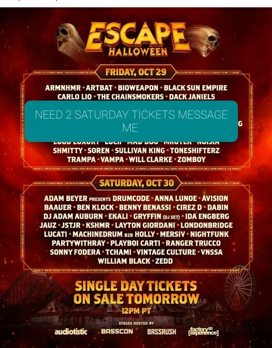 Need 2 Saturday Tickets Message Me