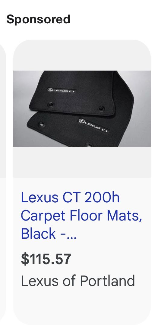 2011 OEM Lexus CT Floor Mats