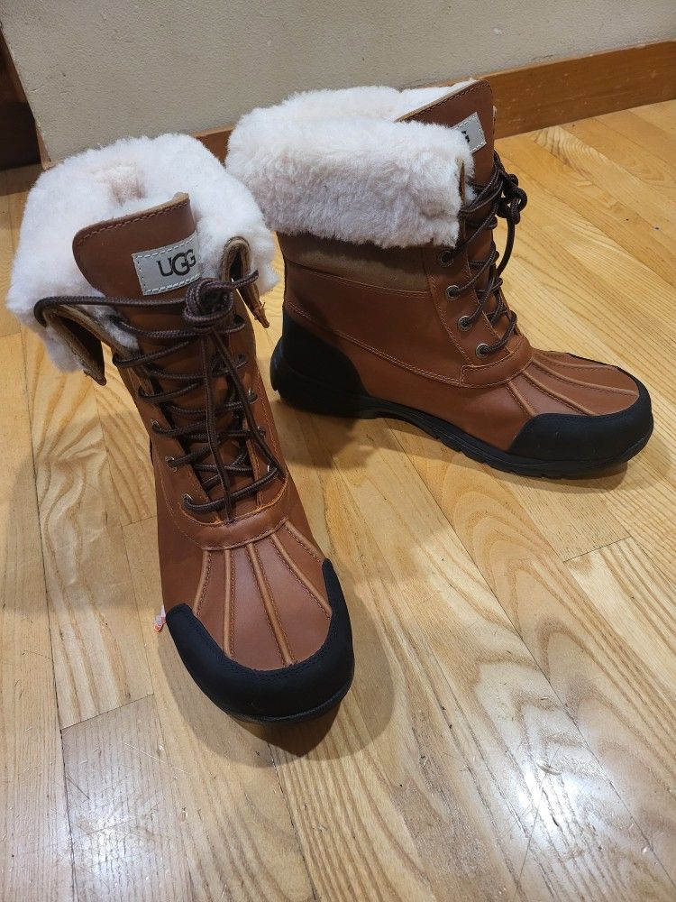 UGG Men's Butte Worchester Brown Leather Waterproof Vibram Boots Size 10 M