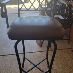 Set Of 2 Iron Swivel Bar Stools