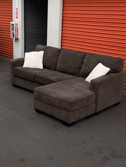 Free Delivery 🚚 - Dark Brown Microfiber Sectional Sofa