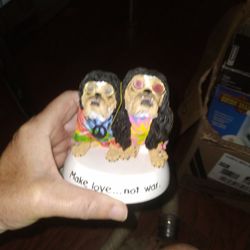 Make Love Not War Bulldog Statue