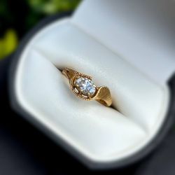 Jewelry 18k solid yellow gold cz stone 0.40CTW ring sz 7.50