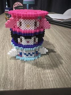 Kuromi, My Melody And Cinnamon Roll 3D Perler Beads