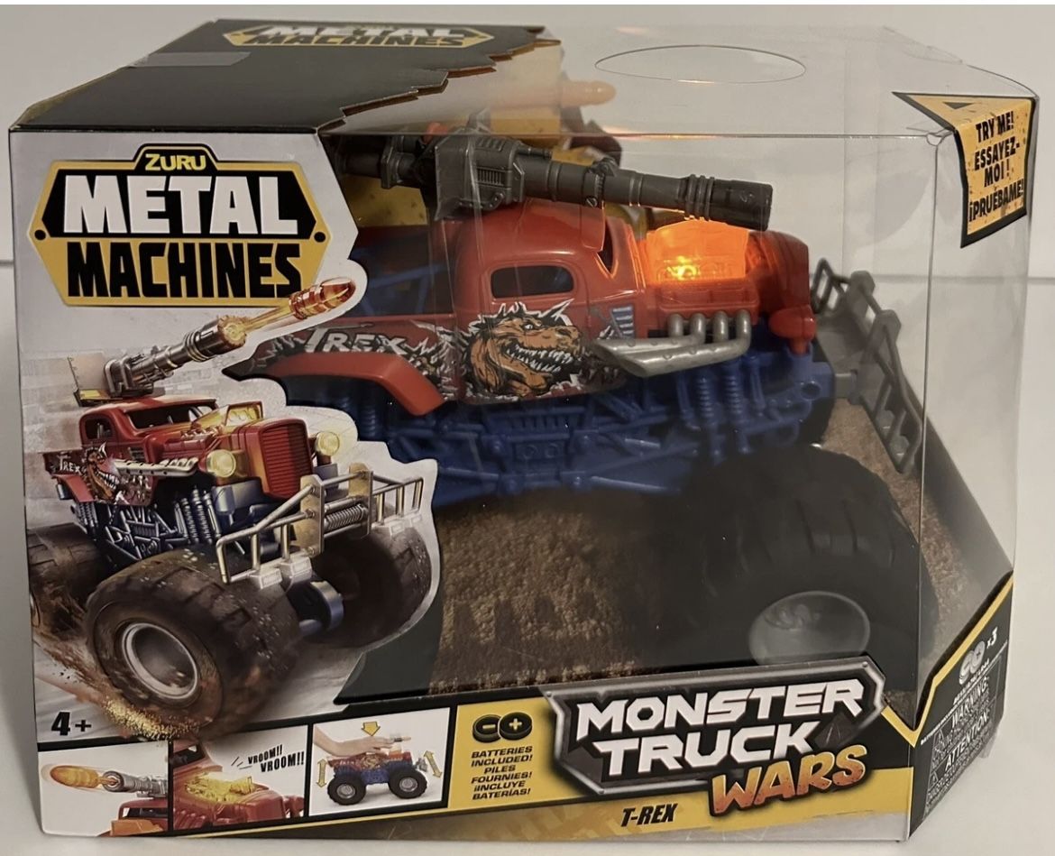 Zuru Metal Machines Monster Truck Wars T-Rex New Lights Up