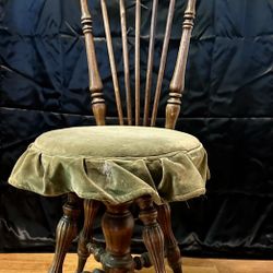 Antique Claw And Ball Piano Stool With Back