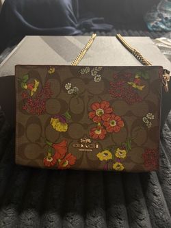 Coach Signature Floral Print Chain Shoulder Bag