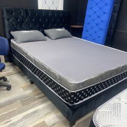 Queen Mattress Come With Bed 🛏️ Frame And Free Box Spring - Free Delivery 🚚 Today To Reasonable Distance