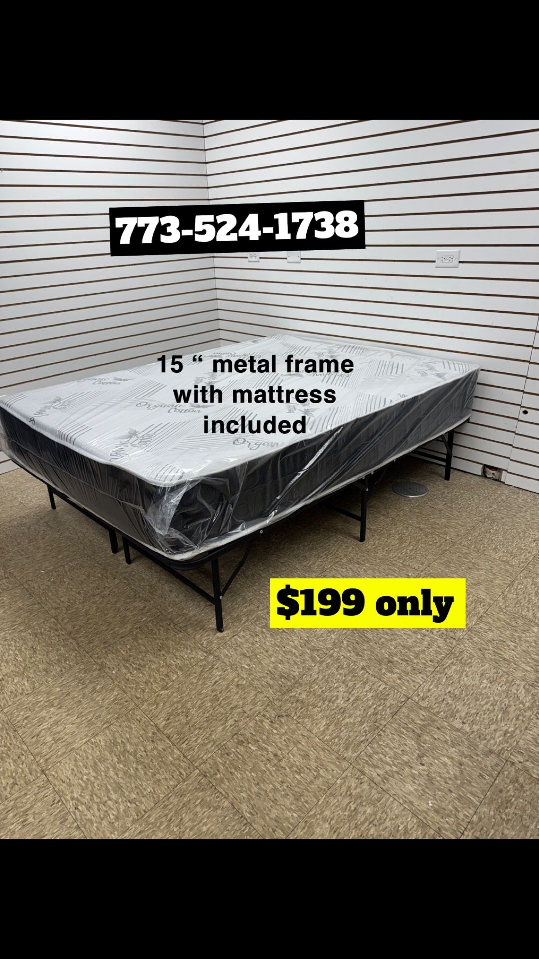 Queen Size Metal Frame With Mattress $199 Only