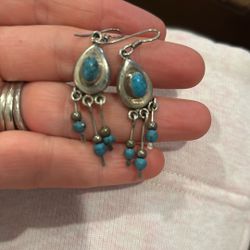 Navajo Sterling silver turquoise dangle earrings