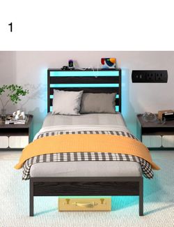 2 twin bed frames with powered headboard $30 each