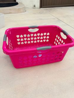 Pink laundry basket