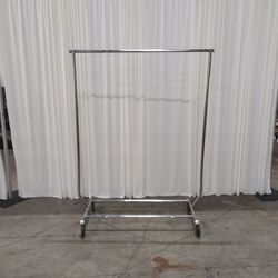Chrome Metal Rolling Garment Rack with Casters