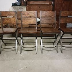 Set of 4 Rustic Style Counter Height Bar Chairs