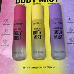 New - Nutrius Body Mist, Variety, 4 Fluid Ounce (Pack of 3)