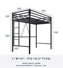 White Twin Loft Metal Bed Frame