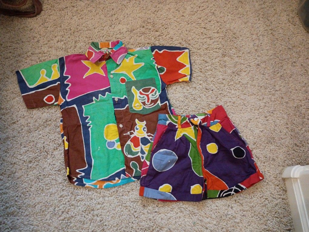 Kids Vintage MEiDykiD'S Collection Surfwear Style 2pc Shirt & Shorts Outfit Size 4