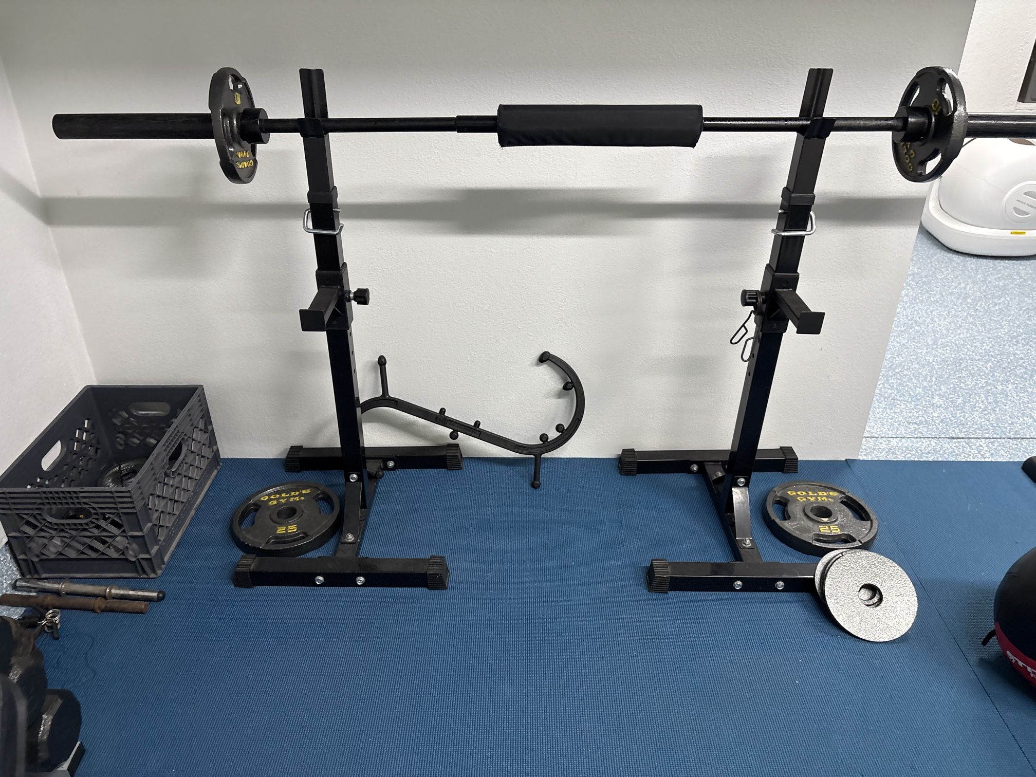 Rack Barbell Stand Home Gym Squat Crossfit Weights Lifting Bench Press With Weights & Bar