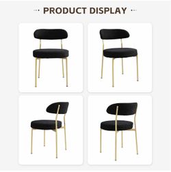 Dining chairs set of 4 - black - gold- boucle- modern FREE