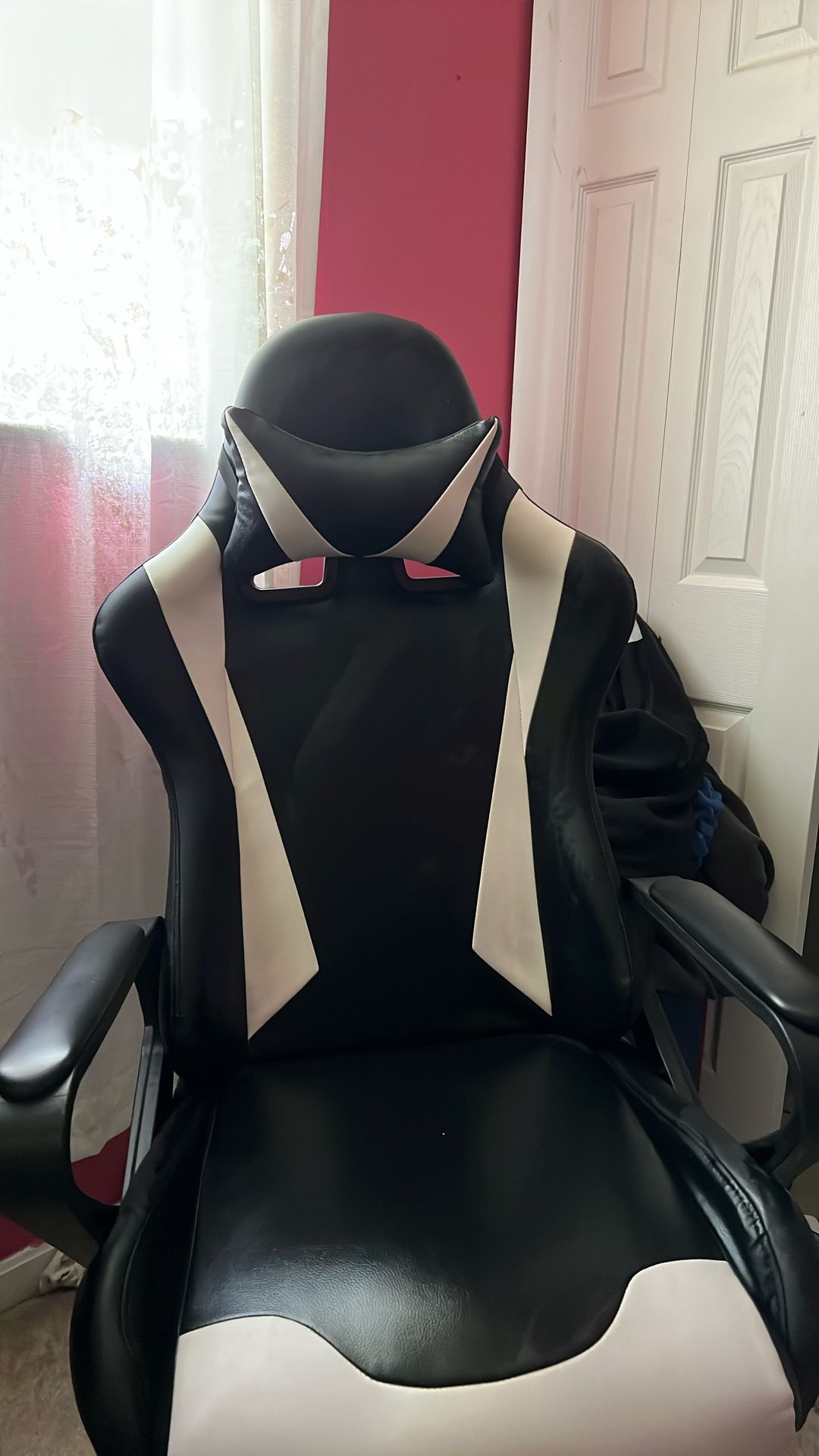 White & Black Gaming Chair.