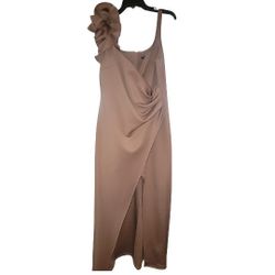 Rosé Evening Dress w/Ruffle on right shoulder