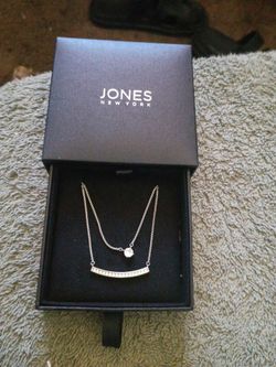 Jones New York Silver Layered Bar Necklace