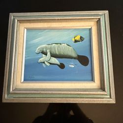 E. Halioig Sealife original Painting 12.5x15.5 Framed Signed 