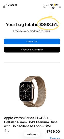 Apple Watch Series 11 [GPS   Cellular 46mm] Smartwatch with Gold Titanium Case with Gold