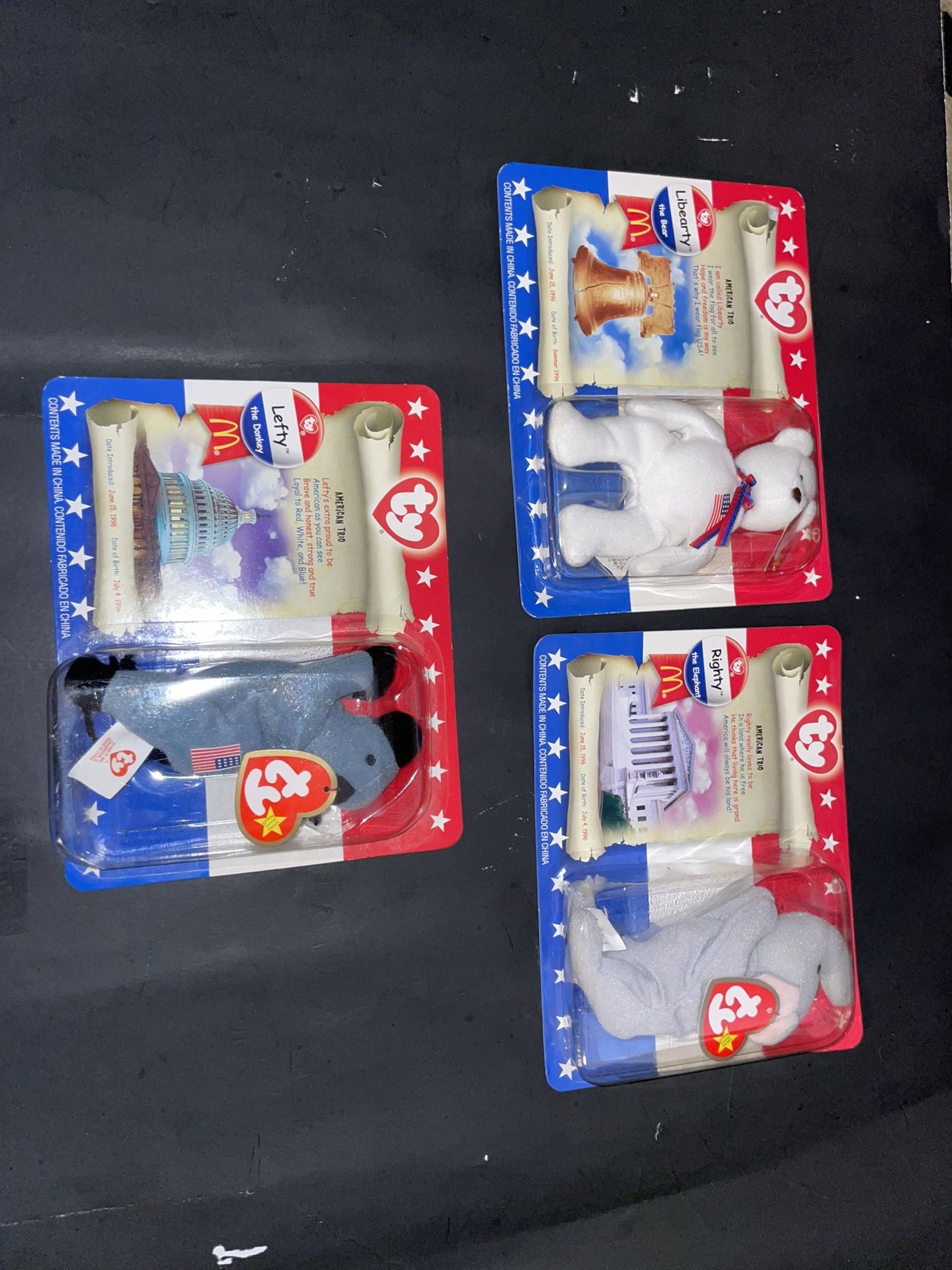 Ty Collectibles American Trio Beanie Babies New Unopened