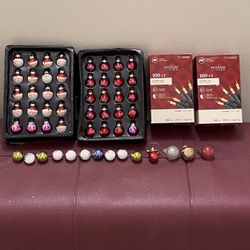 NEW!! Mini HOLIDAY LIGHTS & GLASS ORNAMENTS - posted bundle price is firm.